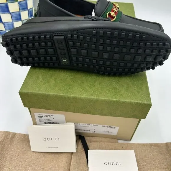 Men’s Gucci ayrton web striped leather loafers size 6 fits 7US made in Italy - Picture 7 of 7